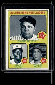 Babe Ruth  Hank Aaron  Willie Mays 1973 Topps All-Time HR Leaders #1 Vintage Baseball Card