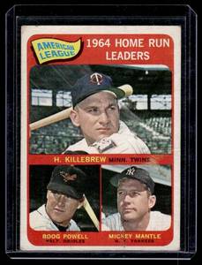 Mickey Mantle  Harmon Killebrew  Powell 1965 Topps AL HR Leaders #3 Vintage Baseball Card