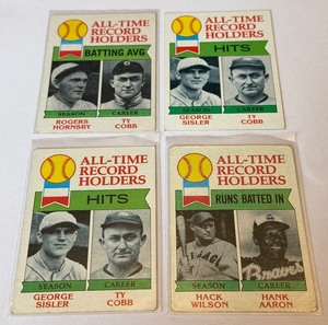 4 Card 1979 Topps All-Time Record Holders Vintage Baseball Card Lot