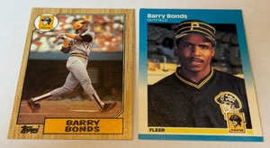 Barry Bonds 2 RC Topps and Fleer Rookie Baseball Card Lot