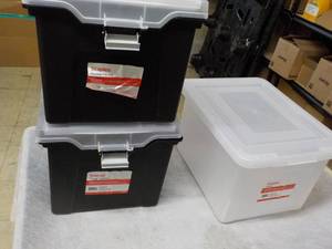 3 Portable Plastic File Totes- slig...