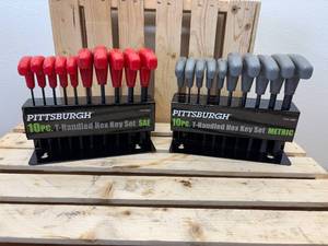 (2) Sets Pittsburgh 10pc T-Handled Hex Key Sets (1) SAE & (1) Metric