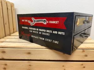 Vintage Mechanic Shop Federal Mogul Connecting Rod Bolts & Nuts 2 Drawer Metal Storage Cabinet