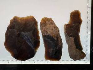 (3) Pre-1600 Knife River Flint Tools 2 Blades 1 Scrapper Eastern South Dakota