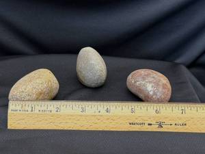 (3) Pre-1600s Stone Manos Grinder Artifacts- Eastern South Dakota