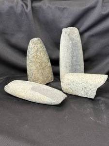 (4) Pre-1600s Broken Neolithic Axe Heads Stone Artifacts - Eastern South Dakota