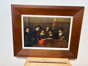 Rembrandt van Rijn The Syndics in Believed Late 1800s Cherry or Mahogany Thick Frame