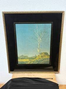vintage framed print of White Birch by Maxfield Parrish, originally published in 1930