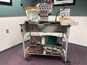Working Melco EMT 10T industrial embroidery machine, Lots of Upkeep and Replacement Parts, Manuals & Hoops
