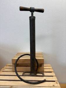 Antique Metal Bike Pump with Wood Handle
