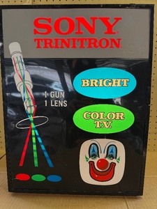 Vintage Sony Trinitron color television display sign, Works as should , see video