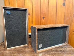 Vintage speakers, similar in style to the RSL (Roger Sound Lab) bookshelf speakers commonly found from the 1970s and 1980s