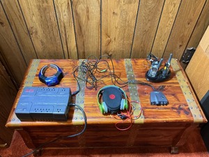 Electronics Lot with APC Backup Power Supply, Headphones, Walkie Talkies & Accessories