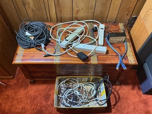 Large Lot of Extension Cords, Power Strips, AV Cables & Electronics Accessories