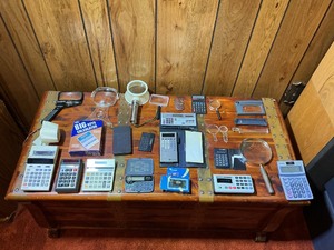 Vintage Calculators, Magnifying Glasses, Slide Viewer & Office Supply Lot