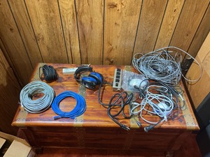 Mixed Network Cables, Extension Cords, Headphones & Power Strip Lot