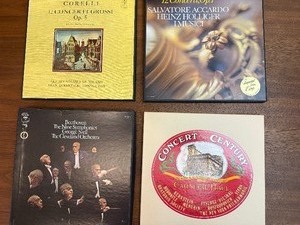 collection of classical music vinyl records.