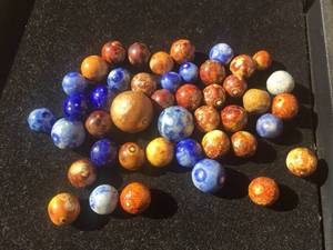 (44) Vintage BENNINGTON - Handmade Clay Marbles .42 to .87