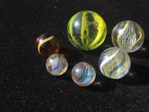 Vintage German - Handmade Swirl Marbles 1.14 - .91 - .63 - .59 - .55