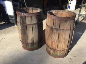 2 Old Wooden Nail Kegs - 17 Intact