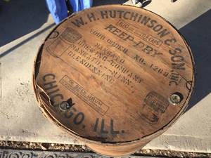 Rare Vintage W.H. Hutchinson  Son - Wooden Shipping Barrel - Mankato Brewing