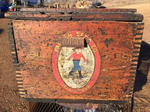 Wow Antique FARMER SEED Co - Salesman Sample Travel Wooden Crate