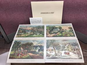 Vintage CURRIER  IVES - 4 Seasons Print Set