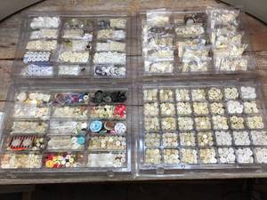 4 Trays Vintage BUTTONS Including Mother of Pearl - Bakelite