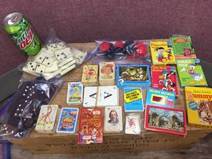 Group Vintage CARD GAMES - Checkers - Dominos (Wooden)