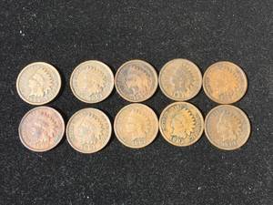 (10) Indian Head Pennies 1897-1902