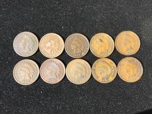 (10) Indian Head Pennies 1890-1906