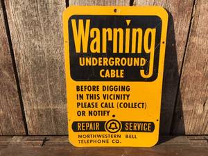 Metal - WARNING Underground Cable - Sign 12 x 18