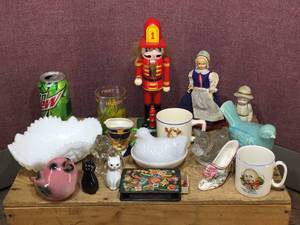 Vintage Group Collectable - Glass - Ceramic - Figures - Hen on Nest - Candy Jars