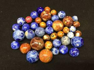 Vintage Variety (42) BENNINGTON - Handmade Clay Marbles .40 - .85