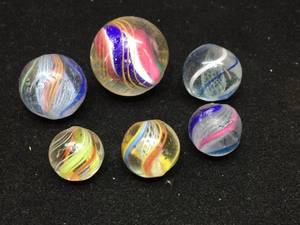 (6) Vintage GERMAN - Handmade Swirl Marbles