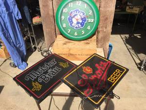 (3) Vintage Beer Lights - Meister Brau - STROHS - Rolling Rock