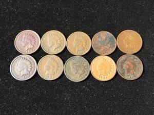 (10) Indian Head Pennies 1897-1902
