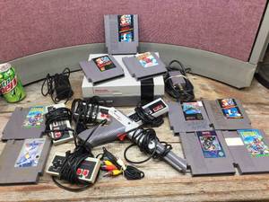 Vintage Nintendo NES-001 Console - Controllers - Cartridges
