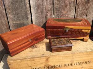 (3) Vintage Wooden Keepsake Boxes - Including Lane