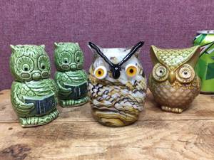 Vintage OWL Figures Including Fancy Art Glass