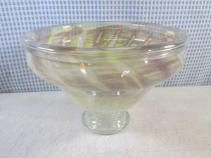 (CNTR) Hand-Blown Glass Footed Bowl...