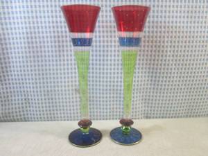 (BS) Pair of Pier 1 Hand Painted Gl...