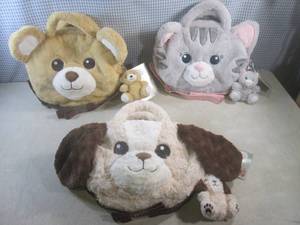 (EW4) 3 New 4-In-1 Plush Pet Bags...