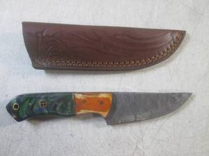 (FS) 7 34 Fixed Blade Damascus Kn...