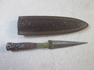 (FS) 9 12 Fixed Blade Damascus Kn...