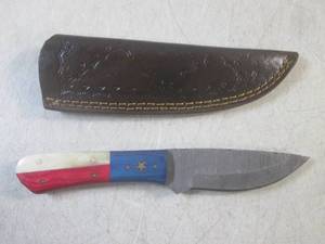 (FS) 8 14 Fixed Blade Damascus Kn...