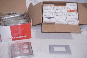 LeGrand metal wall plates SS82 LeGrand GFCI Hos. Grade Receptacle 2097 GTR GREY
