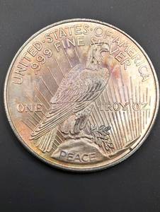 Peace Dollar design 1 oz .999 Fine Silver round