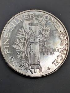 Mercury Dime design-  1 oz .999 silver