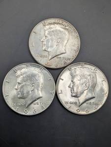 Kennedy Half Dollars - 1964 90% Silver (Lot of 3)